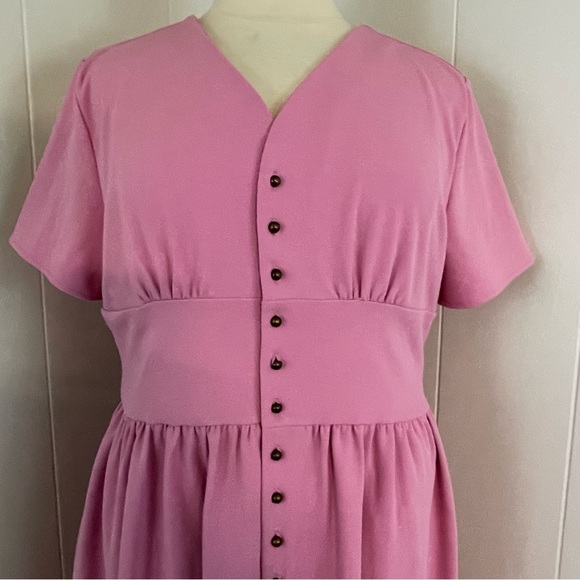 Jessakae Folk Lore Pink Midi Dress XXXL Short Sleeve V-Neck A-Line Cottagecore - Picture 2 of 14